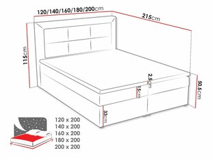 Континентальная кровать PESTO BOX-Victoria 14 853-140x200 см цена и информация | Кровати | kaup24.ee