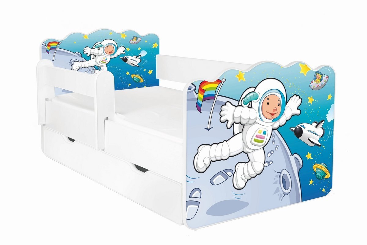 Lastevoodi koos madratsi ALEX 48 170x70 cm, voodipesukasti ja eemaldatava kaitsepiirdega hind ja info | Lastevoodid | kaup24.ee