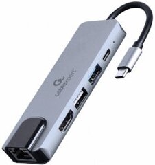 Dokstacija Gembird USB Type-C 5-in-1 Grey hind ja info | USB jagajad, adapterid | kaup24.ee