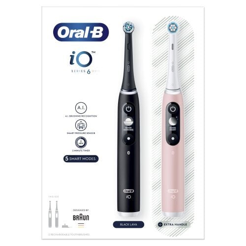 Oral-B iO6 Series Duo Pack Black / Pink Sand hind ja info | Elektrilised hambaharjad | kaup24.ee