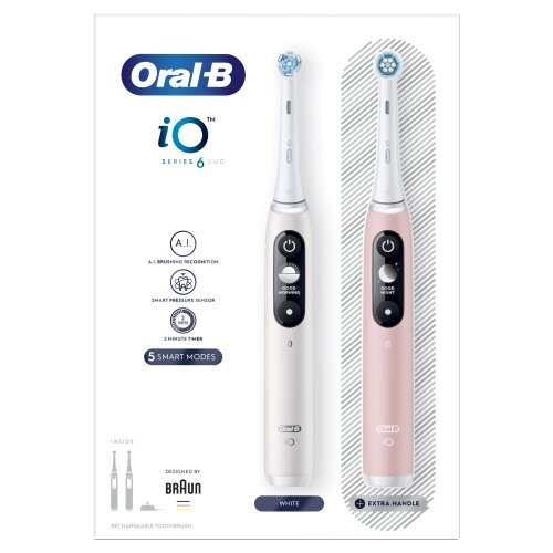 Oral-B iO6 Series Duo Pack White / Pink Sand hind ja info | Elektrilised hambaharjad | kaup24.ee