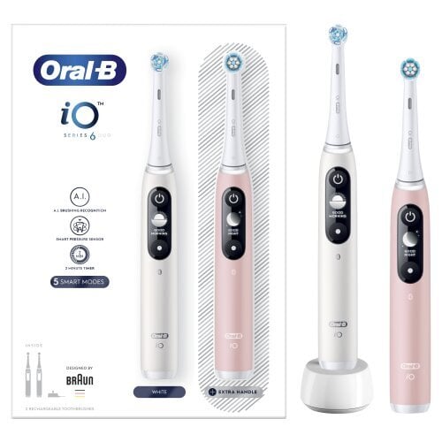 Oral-B iO6 Series Duo Pack White / Pink Sand hind ja info | Elektrilised hambaharjad | kaup24.ee