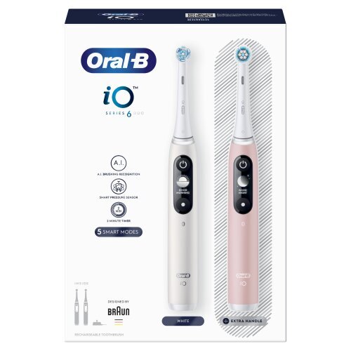 Oral-B iO6 Series Duo Pack White / Pink Sand hind ja info | Elektrilised hambaharjad | kaup24.ee