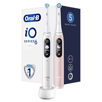 Oral-B iO6 Series Duo Pack White / Pink Sand hind ja info | Elektrilised hambaharjad | kaup24.ee