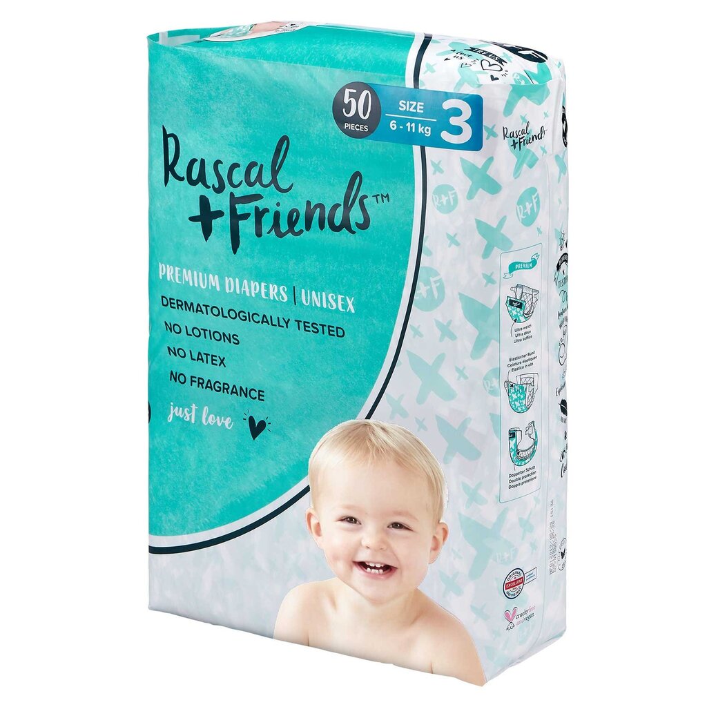 Mähkmed Rascal and Friends, suurus 3 (6-11kg), 50 tk. цена и информация | Mähkmed | kaup24.ee