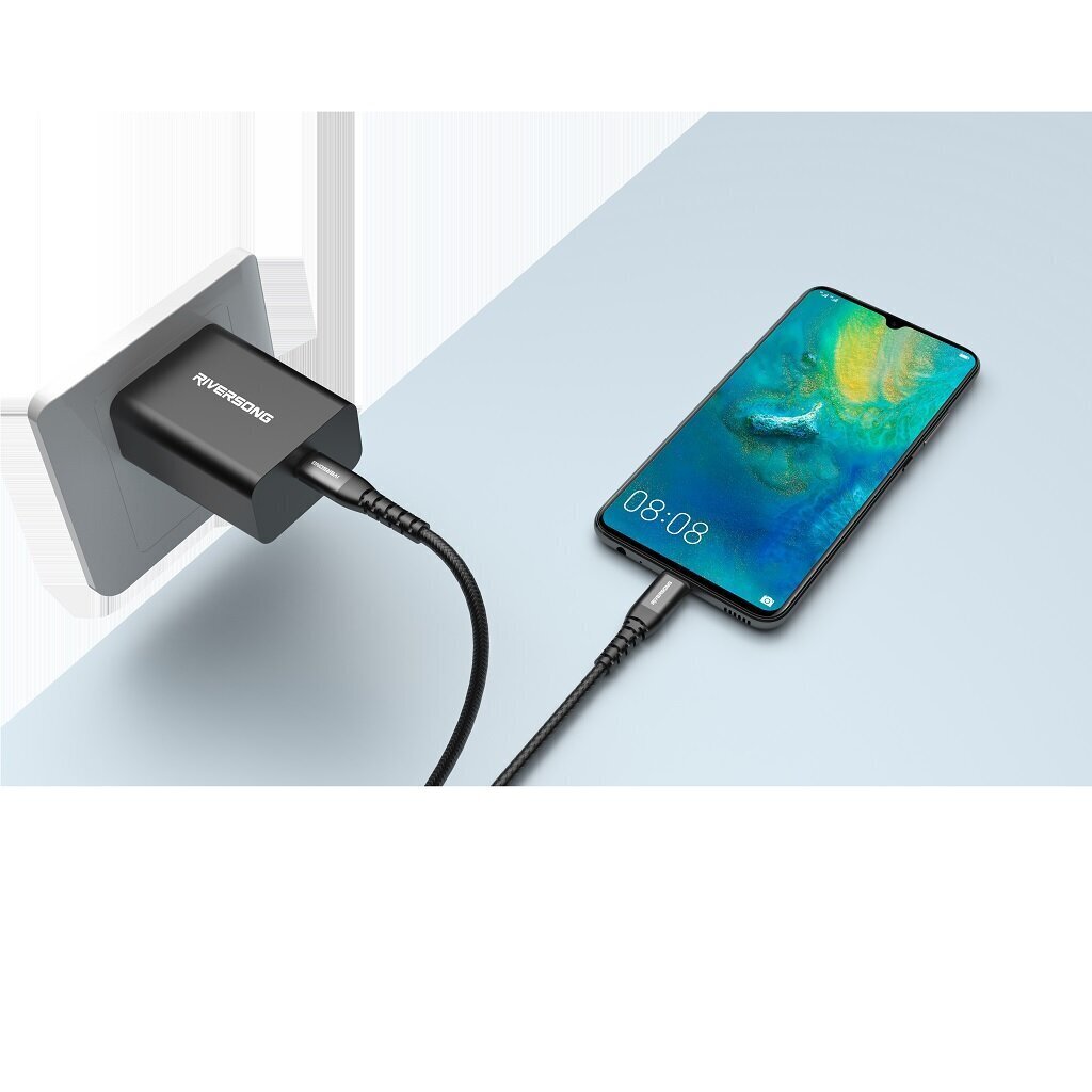 Punutud kaabel Riversong Alpha L5 3m USB C ja Lightning hind ja info | Mobiiltelefonide kaablid | kaup24.ee