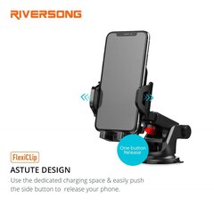 Universaalne mobiiltelefonihoidja autole Riversong FlexiClip, must hind ja info | Mobiiltelefonide hoidjad | kaup24.ee