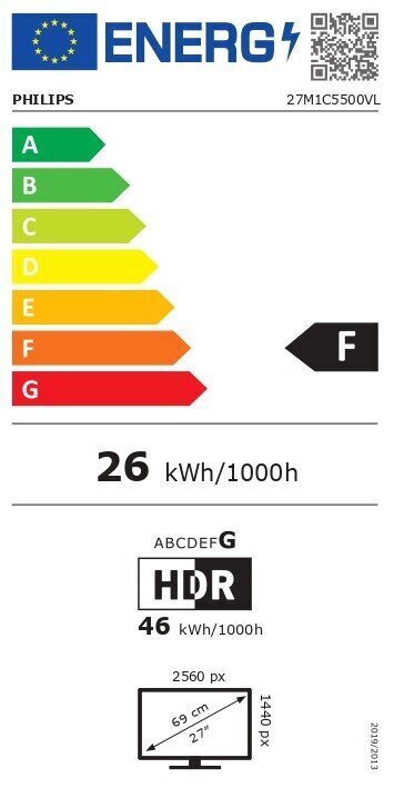 Philips 27M1C5500VL/00, 27", QHD, VA, 165Hz, 4ms hind ja info | Monitorid | kaup24.ee