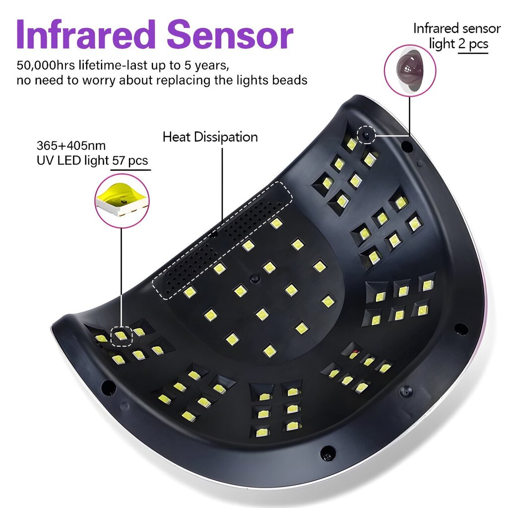 UV-geelküünelamp infrapunasensoriga Livman SUN C4 256W 57 LED hind ja info | Maniküüri, pediküüri tarvikud | kaup24.ee