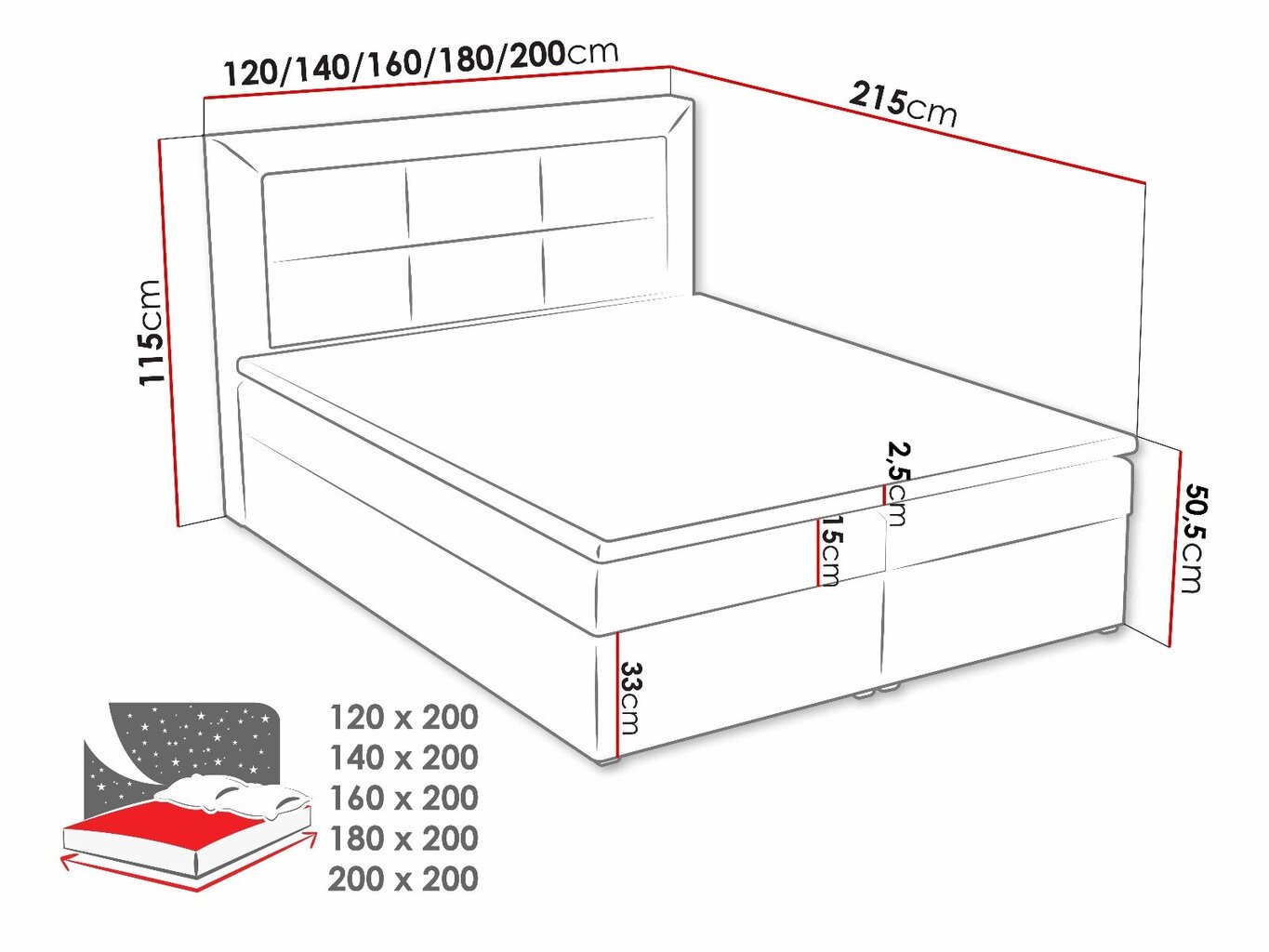 Kontinentaalvoodi PESTO BOX-Victoria 14 863-180x200 cm hind ja info | Voodid | kaup24.ee