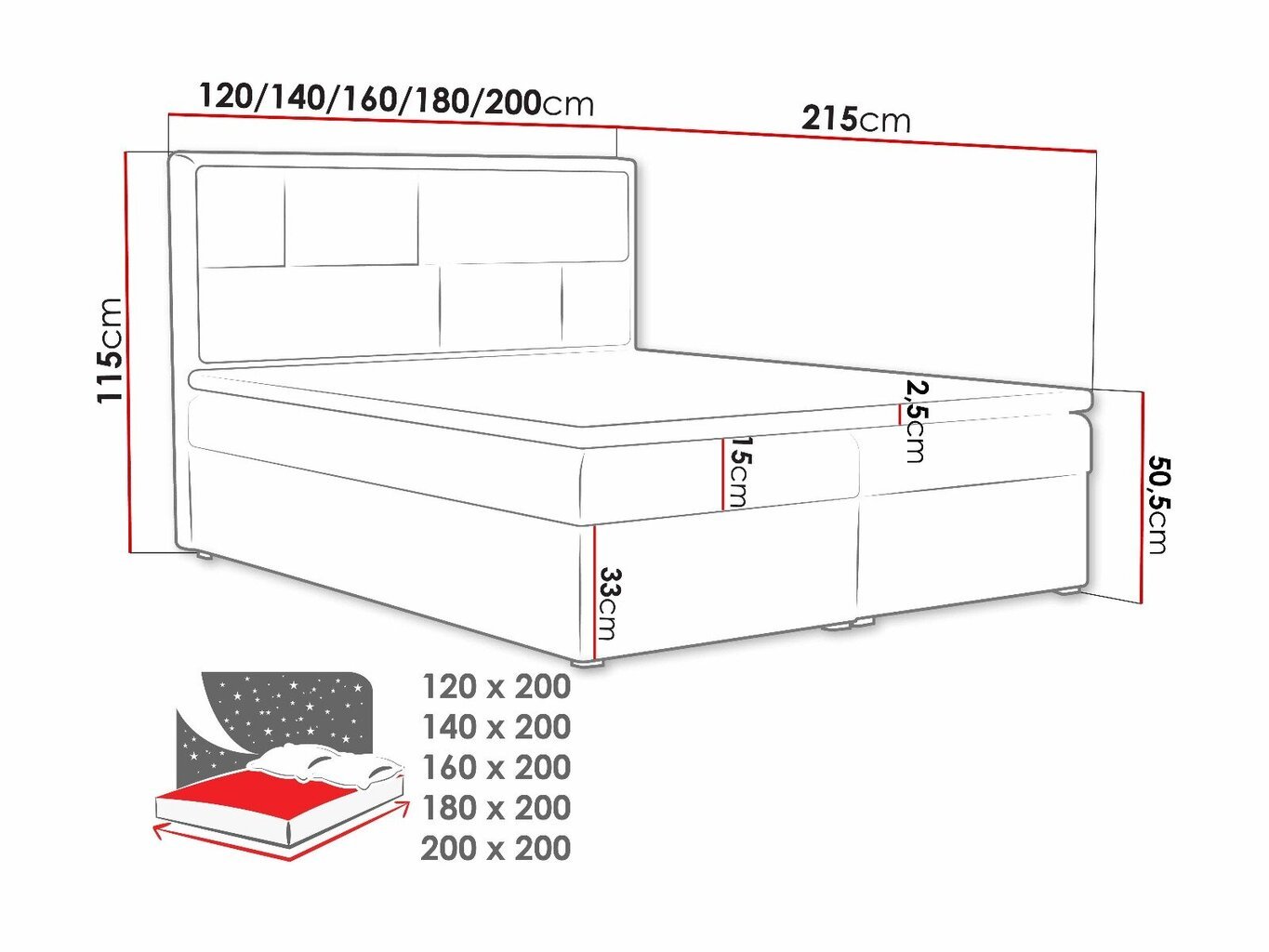 Kontinentaalvoodi NIDO BOX-Victoria 14 853-140x200 cm цена и информация | Voodid | kaup24.ee