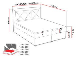 Континентальная кровать KOAY PLUS BOX-Victoria 14 853-180x200 см цена и информация | Кровати | kaup24.ee