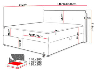 Континентальная кровать TYCJANA-Manila 02-160x200 см цена и информация | Кровати | kaup24.ee