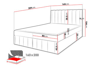 Континентальная кровать MIGERKA BOX-Manila 02-140x200 см цена и информация | Кровати | kaup24.ee