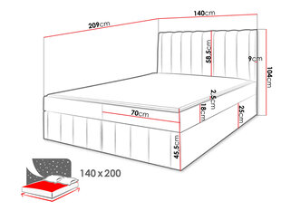 Континентальная кровать MIGERKA BOX-Manila 14-140x200 см цена и информация | Кровати | kaup24.ee