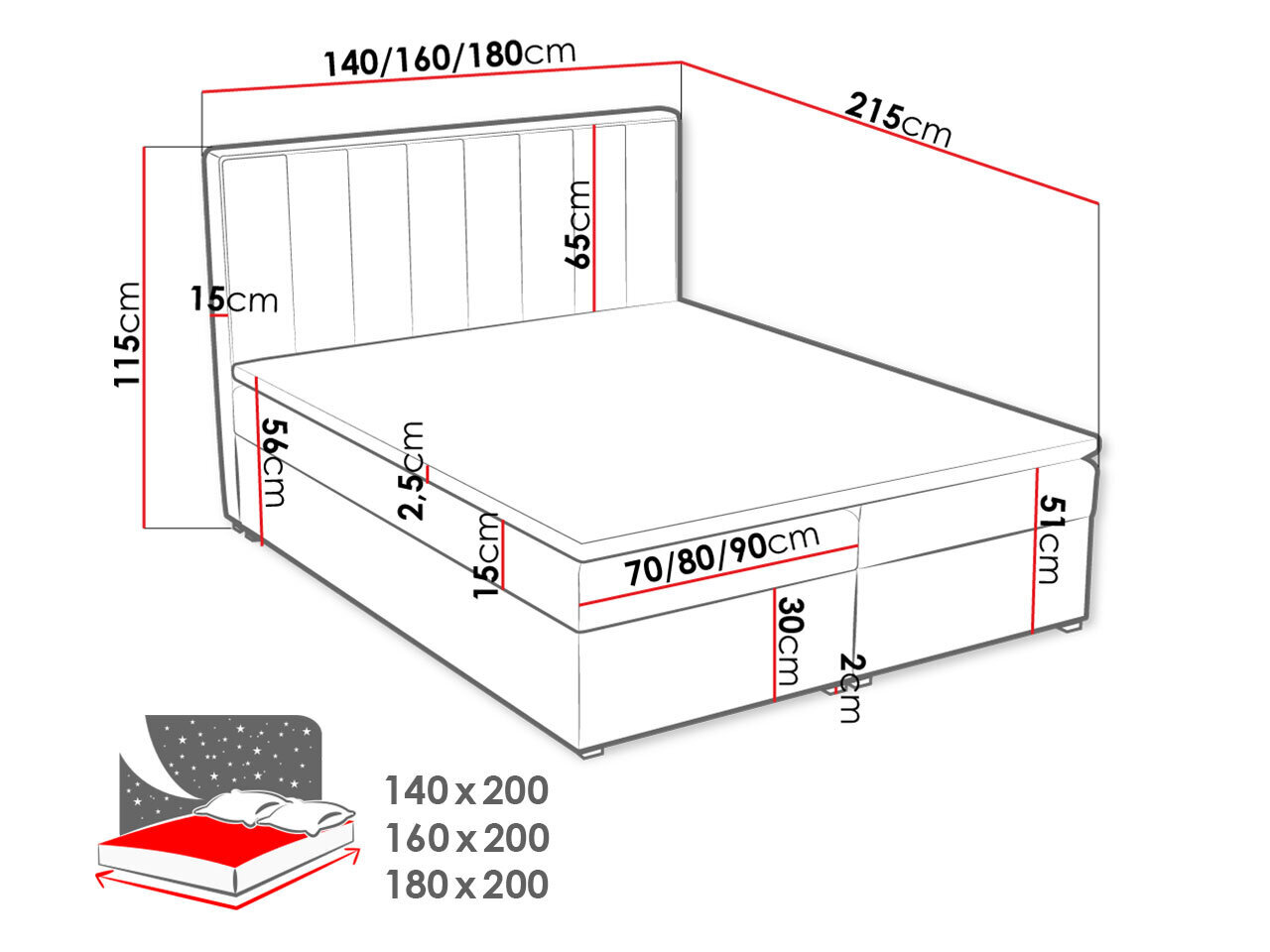 Kontinentaalvoodi SONDEN BOX-Magic Velvet 2216-140x200 cm hind ja info | Voodid | kaup24.ee