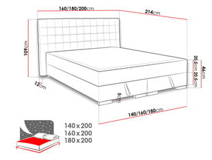 Кровать континентальная ЗИМА 2-Boss 15-140x200 см цена и информация | Кровати | kaup24.ee