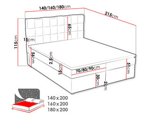 Континентальная кровать KINEC BOX-Kronos 19 (ткань)-160x200 см цена и информация | Кровати | kaup24.ee