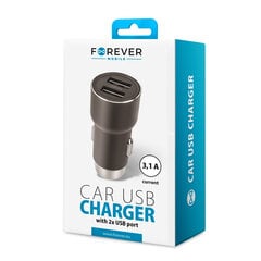 Autolaadija Forever CC-04 car charger 2x USB 3.1A black hind ja info | Mobiiltelefonide laadijad | kaup24.ee