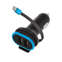 Laadija autosse Forever CC-02 car charger 2x USB 3A black with microUSB cable 0,2 m цена и информация | Зарядные устройства для телефонов | kaup24.ee