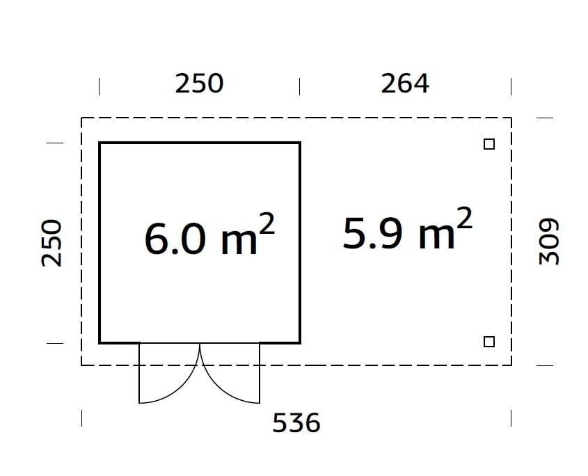 Aiamaja Lara 6,0 + katusealune 5,9 m² цена и информация | Kuurid ja aiamajad | kaup24.ee