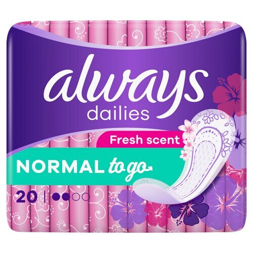 Pesukaitsmed Always Dailies Normal-to-Go, 20 tk цена и информация | Tampoonid, hügieenisidemed, menstruaalanumad | kaup24.ee