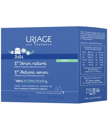 Füsioloogiline looduslik termaalvesi Uriage 1st Baby's Skincare, 5 ml X15 hind ja info | Laste ja ema kosmeetika | kaup24.ee