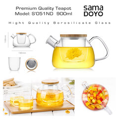 Klaas filtriga teekann Samadoyo, S051ND, Premium klass, Premium Quality Teapot, 900 ml hind ja info | Klaasid, tassid ja kannud | kaup24.ee