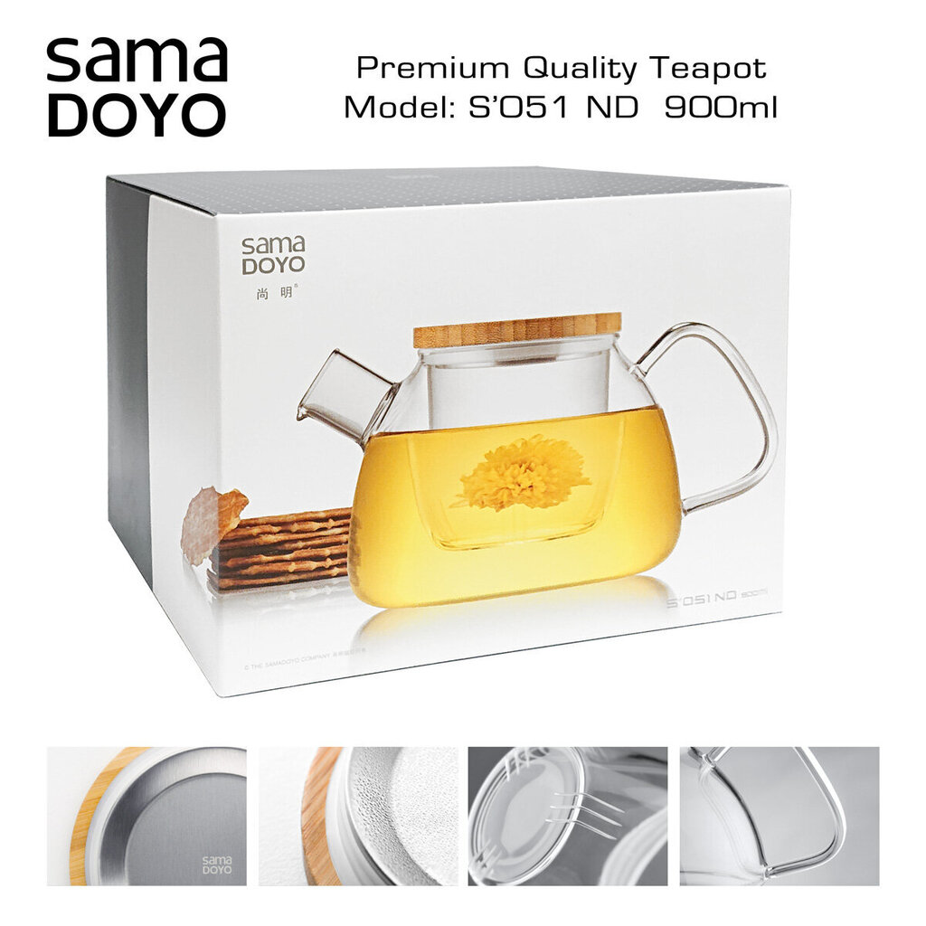 Klaas filtriga teekann Samadoyo, S051ND, Premium klass, Premium Quality Teapot, 900 ml цена и информация | Klaasid, tassid ja kannud | kaup24.ee