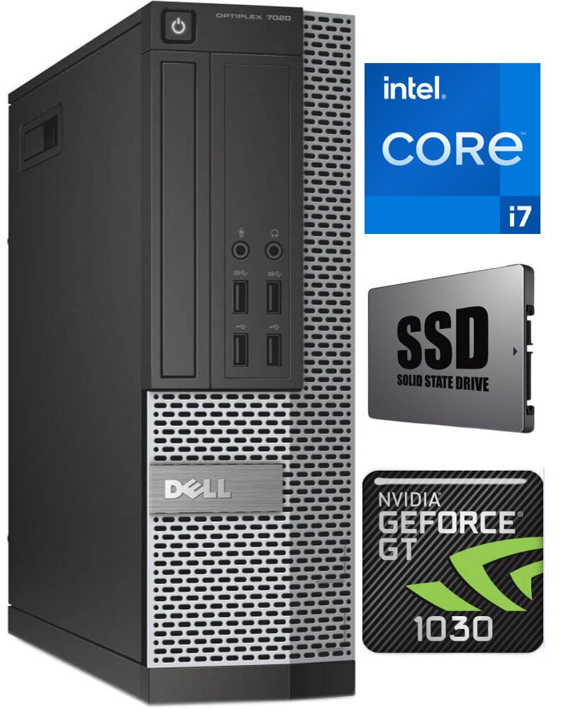 7020 SFF i7-4770 8GB 240GB SSD GT1030 2GB Windows 10 Professional hind ja info | Lauaarvutid | kaup24.ee