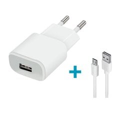 Forever TC-01 charger 1x USB 2A white + microUSB cable hind ja info | Mobiiltelefonide laadijad | kaup24.ee