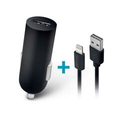 Forever M02 car charger 1x USB 2A black + Lightning cable цена и информация | Зарядные устройства для телефонов | kaup24.ee