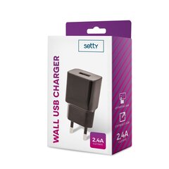 Setty charger 1x USB 2,4A black цена и информация | Зарядные устройства для телефонов | kaup24.ee