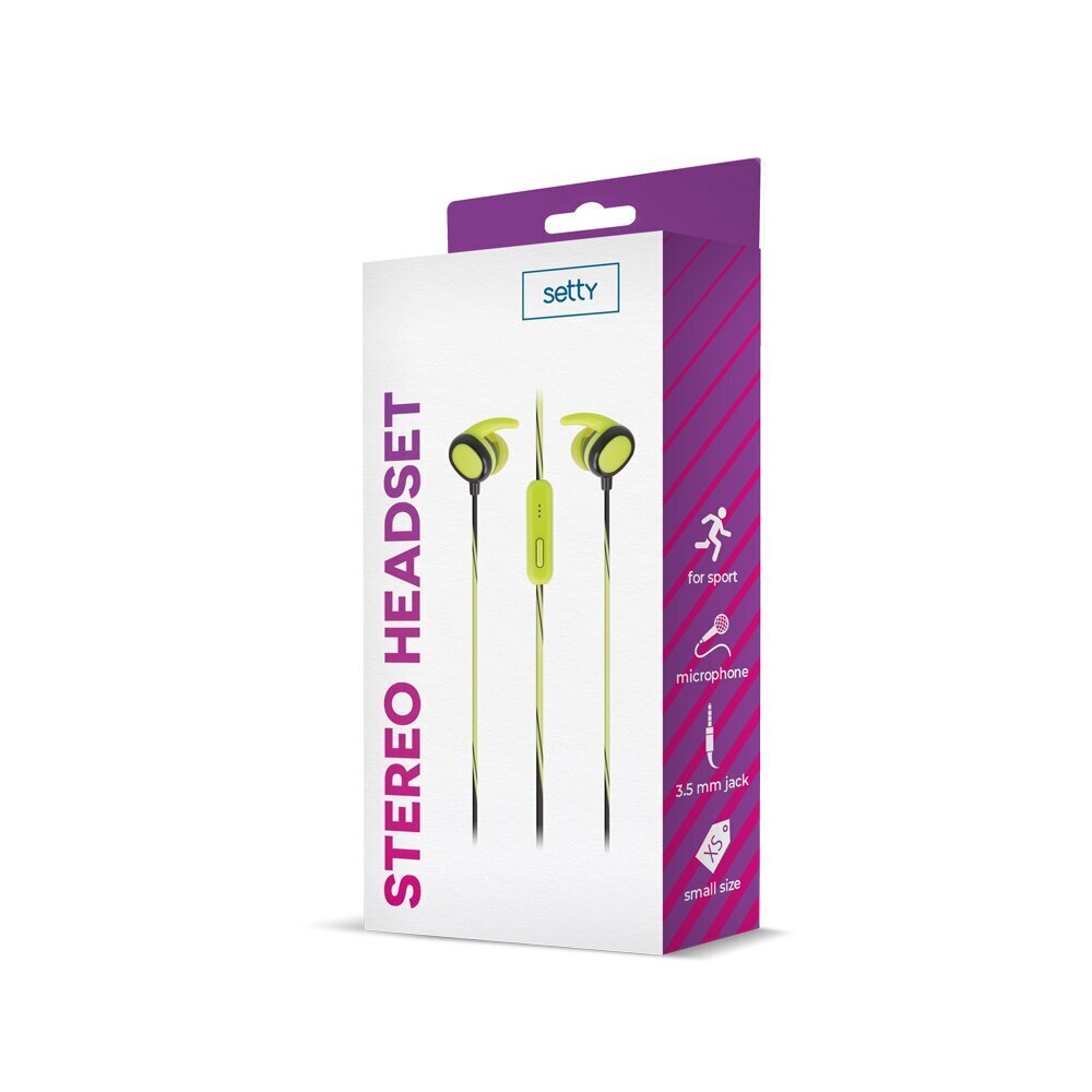 Setty wired earphones Sport green цена и информация | Kõrvaklapid | kaup24.ee