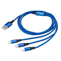 Akyga cable USB AK-USB-27 USB A (m) / micro USB B (m) / USB type C (m) / Lightning (m) 1.2m hind ja info | Mobiiltelefonide kaablid | kaup24.ee