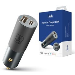 Автомобильная зарядка 3mk Hyper Car Charger 100W 1xUSB-C + 1xUSB-A цена и информация | Зарядные устройства для телефонов | kaup24.ee