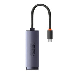 Baseus Lite Series USB Type C adapter - RJ45 LAN socket 100Mbps gray (WKQX000213) цена и информация | Адаптеры и USB-hub | kaup24.ee