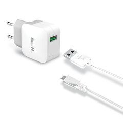 CELLY TRAVEL CHARGER TURBO + USBMICRO CABLE hind ja info | Mobiiltelefonide laadijad | kaup24.ee