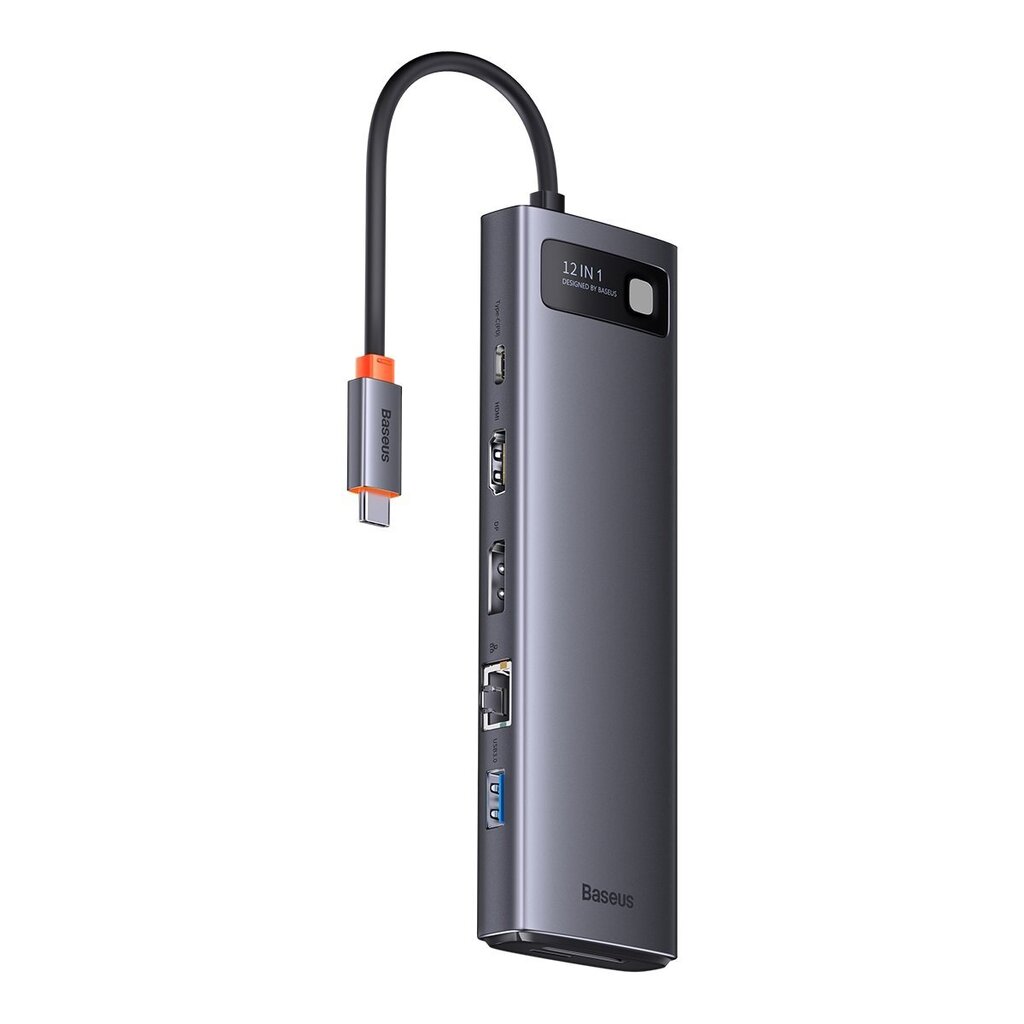 Baseus Metal Gleam multi-functional HUB USB Type C 12in1 HDMI / DP / USB Type C / minijack 3.5mm / RJ45 / SD (WKWG020213) цена и информация | USB jagajad, adapterid | kaup24.ee