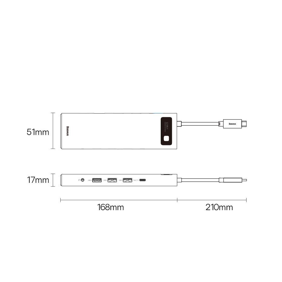 Baseus Metal Gleam multi-functional HUB USB Type C 12in1 HDMI / DP / USB Type C / minijack 3.5mm / RJ45 / SD (WKWG020213) цена и информация | USB jagajad, adapterid | kaup24.ee