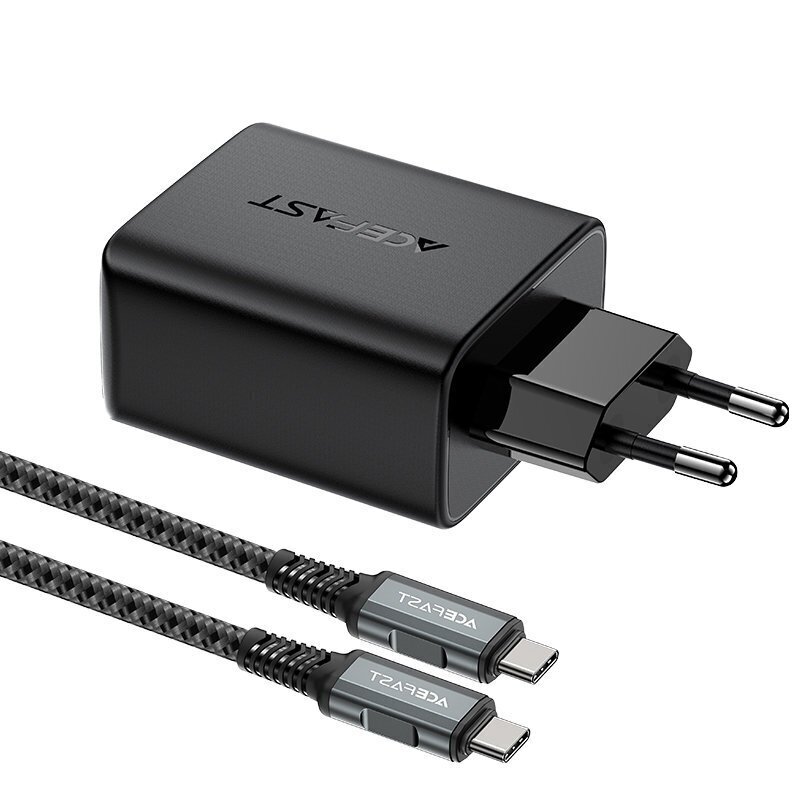 Acefast 2in1 charger GaN 65W USB Type C / USB, adapter HDMI adapter 4K @ 60Hz (set with cable) black (A17 black) (Black) цена и информация | Mobiiltelefonide laadijad | kaup24.ee