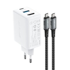 Acefast 2in1 charger GaN 65W USB Type C / USB, adapter adapter HDMI 4K @ 60Hz (set with cable) white (A17 white) (White) цена и информация | Зарядные устройства для телефонов | kaup24.ee