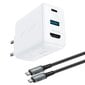 Acefast 2in1 charger GaN 65W USB Type C / USB, adapter adapter HDMI 4K @ 60Hz (set with cable) white (A17 white) (White) цена и информация | Mobiiltelefonide laadijad | kaup24.ee