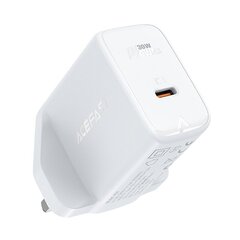 Acefast GaN wall charger (UK plug) USB Type C 30W, Power Delivery, PPS, Q3 3.0, AFC, FCP white (A24 UK white) (White) hind ja info | Mobiiltelefonide laadijad | kaup24.ee