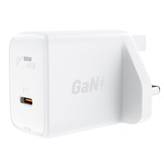 Acefast GaN wall charger (UK plug) USB Type C 30W, Power Delivery, PPS, Q3 3.0, AFC, FCP white (A24 UK white) (White) цена и информация | Зарядные устройства для телефонов | kaup24.ee