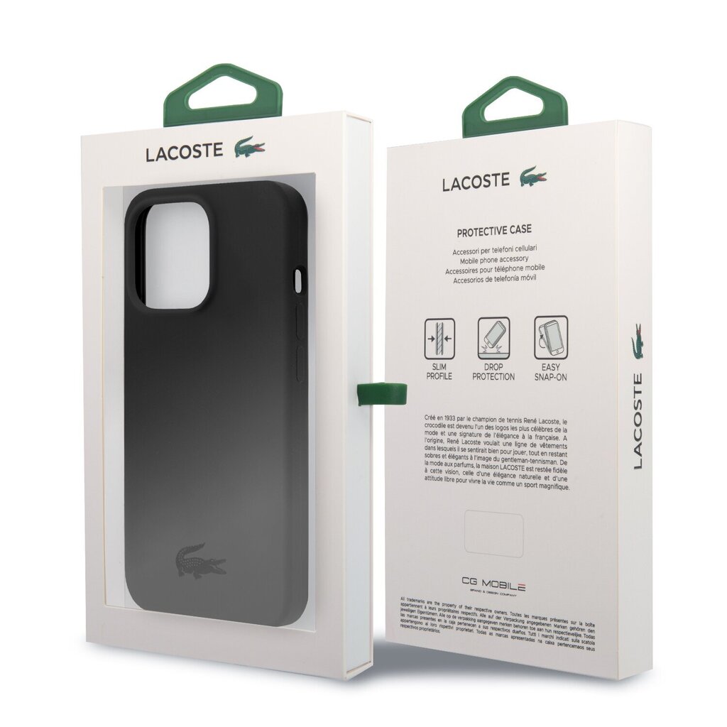 Lacoste Liquid Silicone Glossy Printing Logo Case for iPhone 13 Pro Black hind ja info | Telefoni kaaned, ümbrised | kaup24.ee