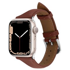 Spigen Cyrill Kajuk Apple Watch Leather Strap 4/5/6/7/8 / SE 40/41 mm brown цена и информация | Аксессуары для смарт-часов и браслетов | kaup24.ee