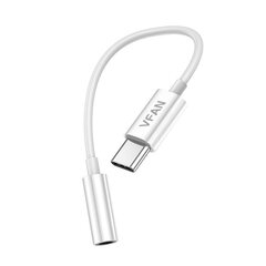 Vipfan L08 USB-C to mini jack 3.5 мм AUX cable, 10cм (white) цена и информация | Кабели для телефонов | kaup24.ee