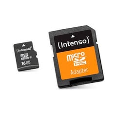 Intenso mälukaart - Micro SDHC 16 GB Class10 + adapter цена и информация | Карты памяти | kaup24.ee