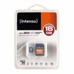 Intenso mälukaart - Micro SDHC 16 GB Class10 + adapter hind ja info | Intenso Mobiiltelefonid, foto-, videokaamerad | kaup24.ee